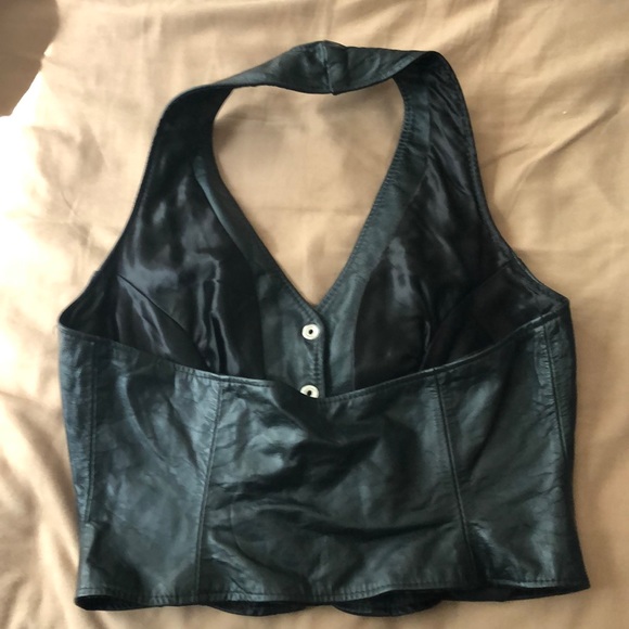 custom made Tops Custom Made Leather Halter Vest Poshmark